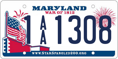 MD license plate 1AA1308