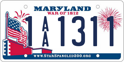 MD license plate 1AA1311