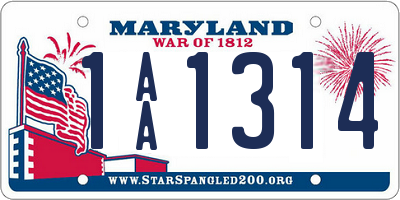 MD license plate 1AA1314