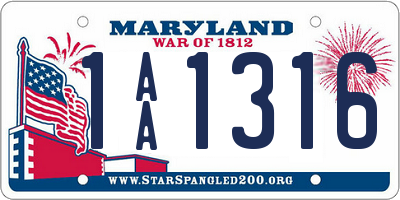 MD license plate 1AA1316