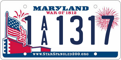 MD license plate 1AA1317