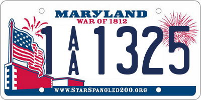 MD license plate 1AA1325