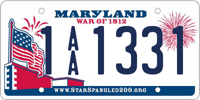 MD license plate 1AA1331