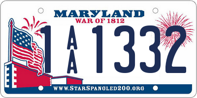 MD license plate 1AA1332