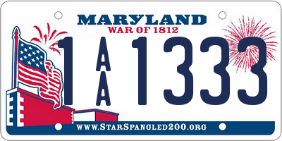 MD license plate 1AA1333