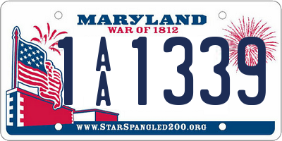 MD license plate 1AA1339