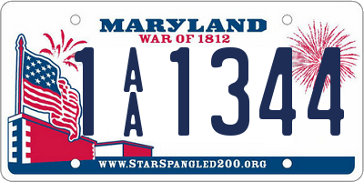 MD license plate 1AA1344