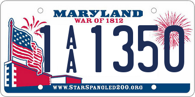 MD license plate 1AA1350