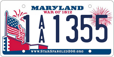 MD license plate 1AA1355