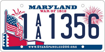 MD license plate 1AA1356