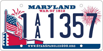 MD license plate 1AA1357