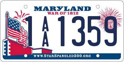 MD license plate 1AA1359