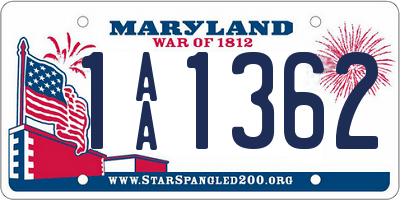 MD license plate 1AA1362