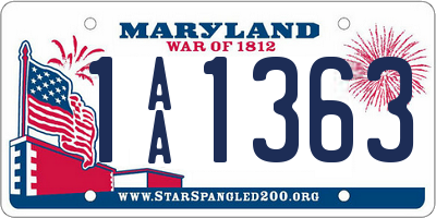 MD license plate 1AA1363