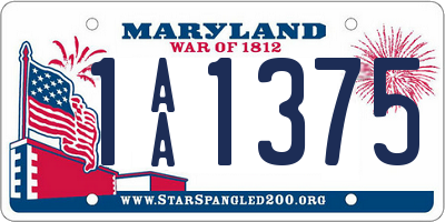 MD license plate 1AA1375