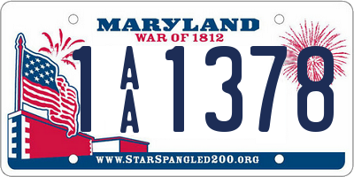 MD license plate 1AA1378