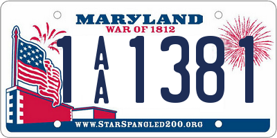 MD license plate 1AA1381