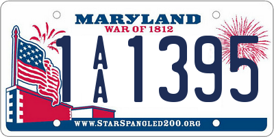 MD license plate 1AA1395