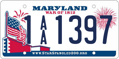 MD license plate 1AA1397