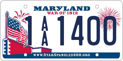 MD license plate 1AA1400