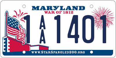 MD license plate 1AA1401