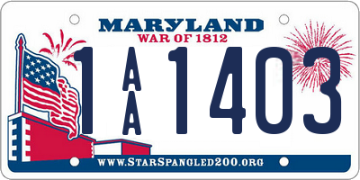 MD license plate 1AA1403