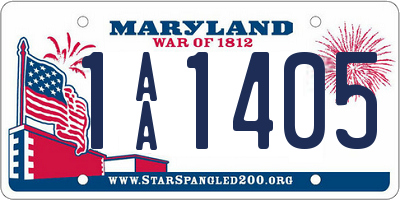 MD license plate 1AA1405