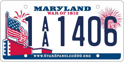 MD license plate 1AA1406