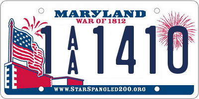 MD license plate 1AA1410