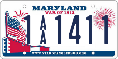 MD license plate 1AA1411