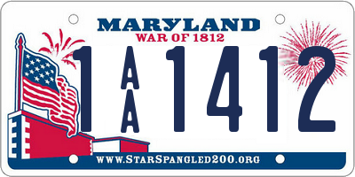 MD license plate 1AA1412