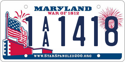 MD license plate 1AA1418