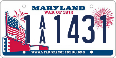 MD license plate 1AA1431