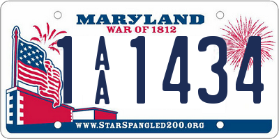 MD license plate 1AA1434