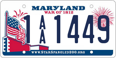 MD license plate 1AA1449