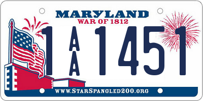 MD license plate 1AA1451