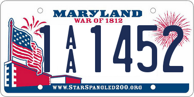 MD license plate 1AA1452
