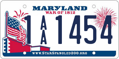 MD license plate 1AA1454