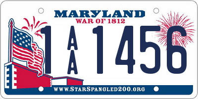 MD license plate 1AA1456