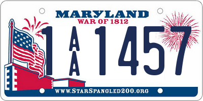 MD license plate 1AA1457