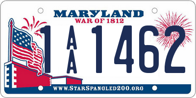 MD license plate 1AA1462