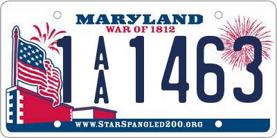 MD license plate 1AA1463