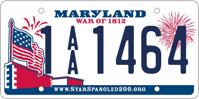 MD license plate 1AA1464