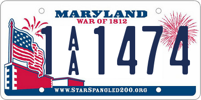 MD license plate 1AA1474