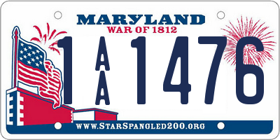 MD license plate 1AA1476