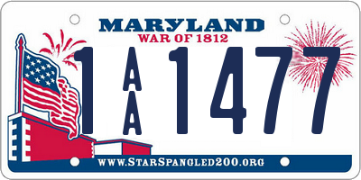 MD license plate 1AA1477