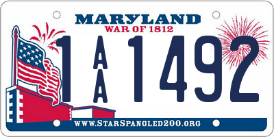 MD license plate 1AA1492