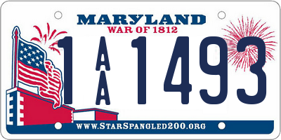 MD license plate 1AA1493