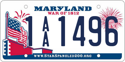 MD license plate 1AA1496
