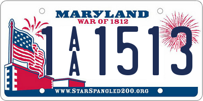 MD license plate 1AA1513